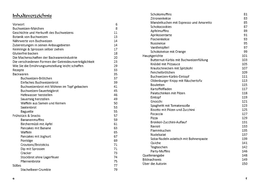 Buch-Buchweizen-Inhaltsverzeichnis